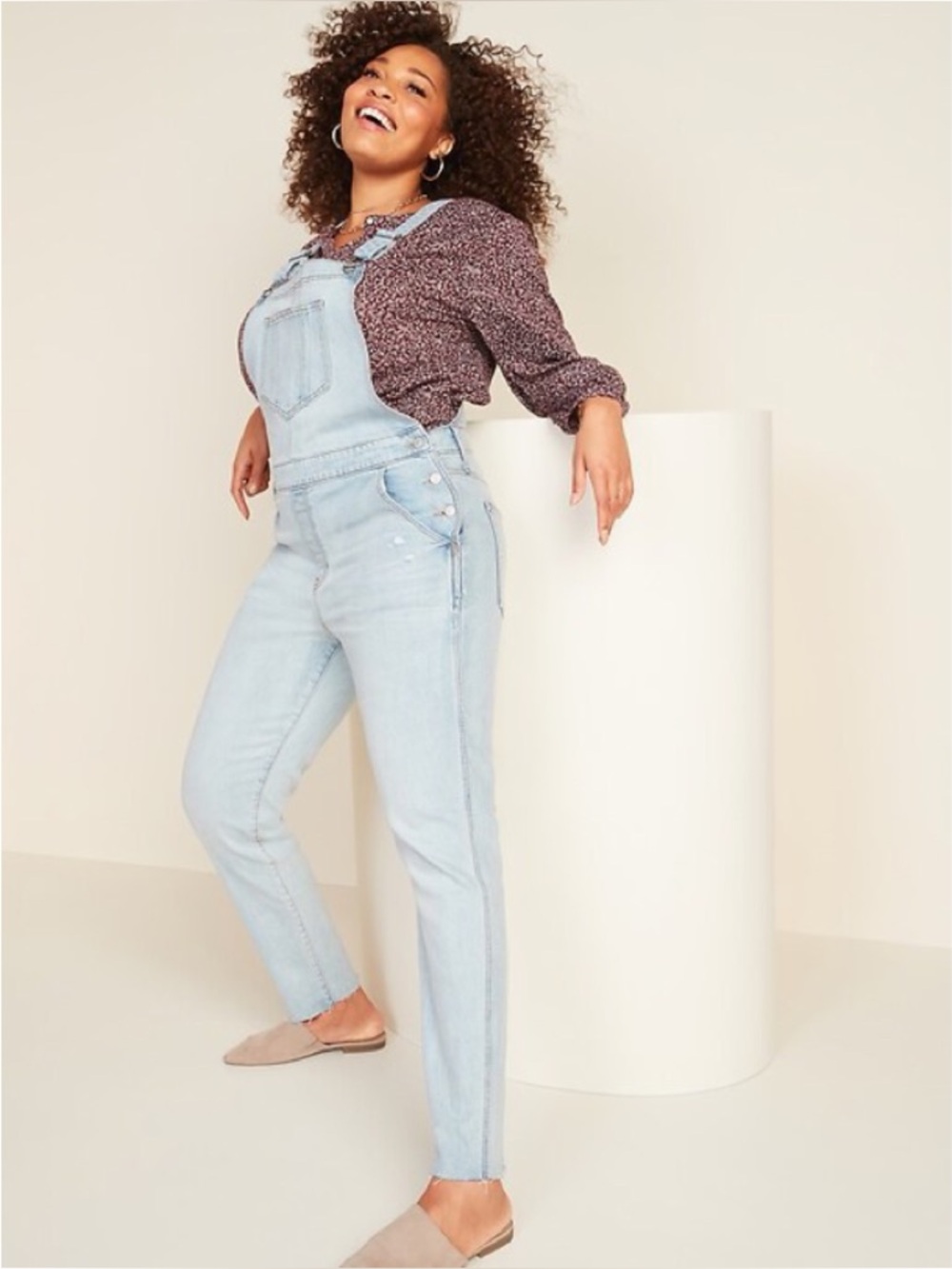 Old Navy Straight Light-Wash Distressed Jean Overalls